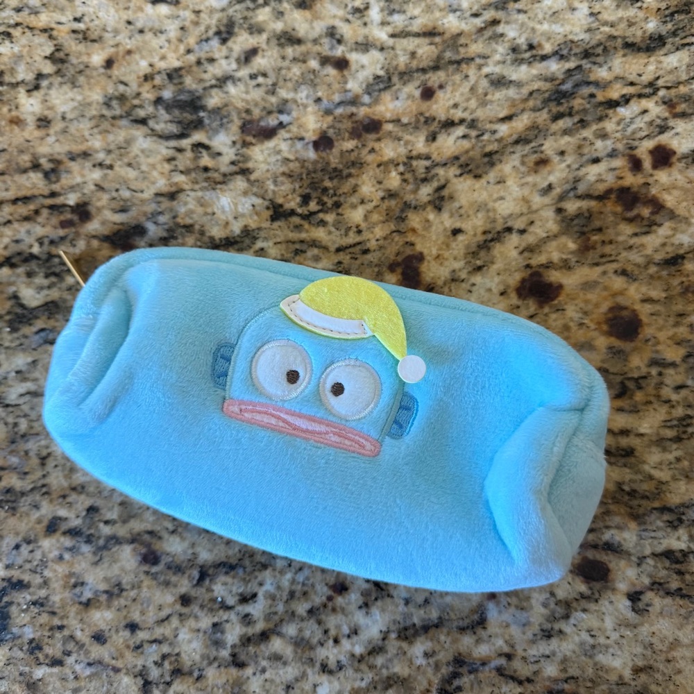 Sanrio Hangyodon x Lawson Blue Soft Plushy Fluffy Pen Pencil Case NEW